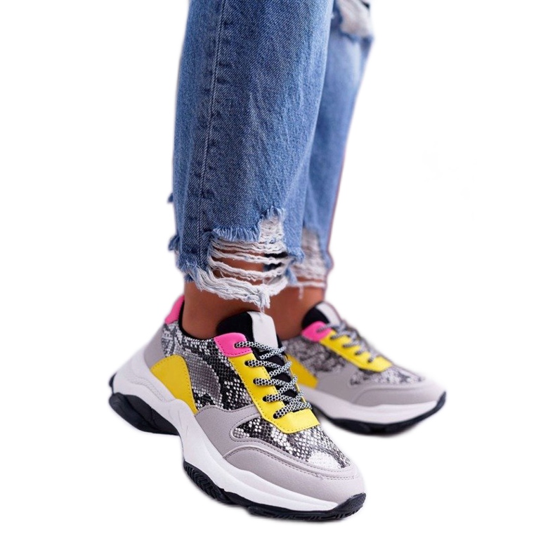 Szürke női sportcipő kígyó BL169 sokszínű