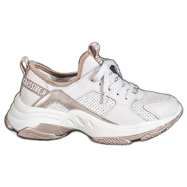 Goodin Áttört bőr cipők fehér sárga