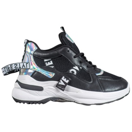 Weide Divatos cipők felirattal fekete