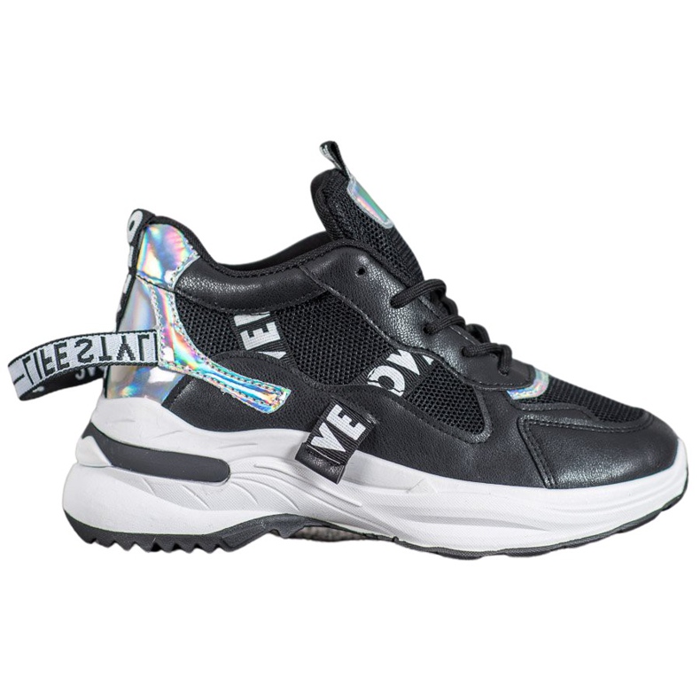 Weide Divatos cipők felirattal fekete Weide Divatos cipők felirattal fekete