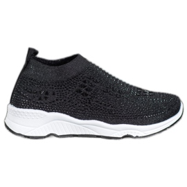 SUPER COOL Fekete cipő kristályokkal