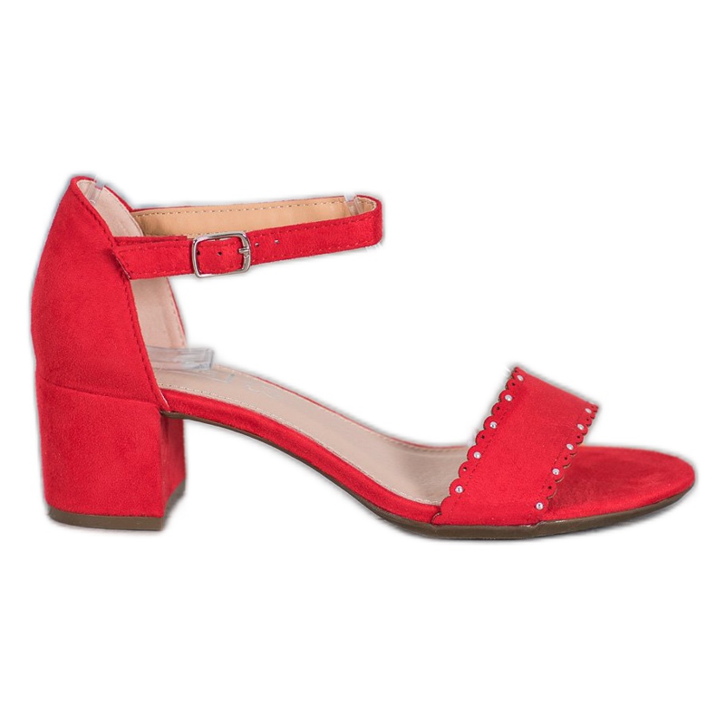 Filippo Velúr szandál gyöngyökkel piros