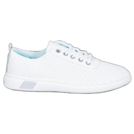 SHELOVET Áttört cipők Eco bőrrel fehér szürke SHELOVET Áttört cipők Eco bőrrel fehér szürke