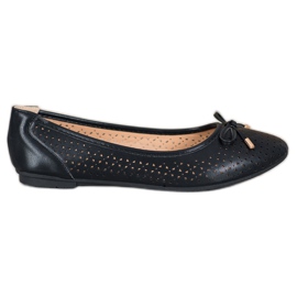 SHELOVET Áttört balerina öko bőrrel fekete