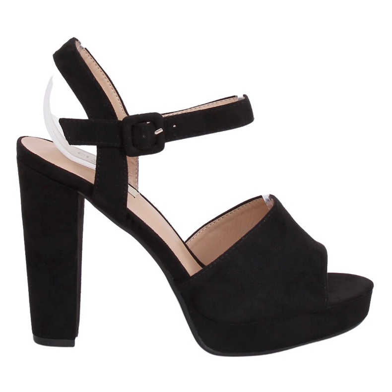 Fekete magas sarkú szandál 9R16 Fekete