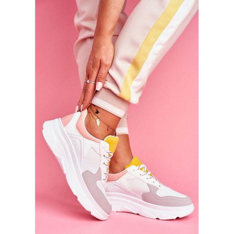 BUGO Fehér és rózsaszín sportcipők B0-545