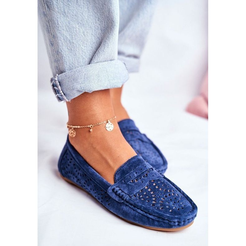 S.Barski Navy blue velúr áttört naplók LR92309 sötétkék