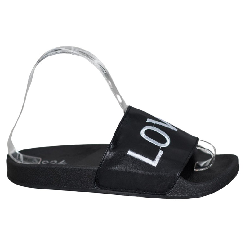 Small Swan LOVE &amp; HATE Eco bőrpapucs fekete