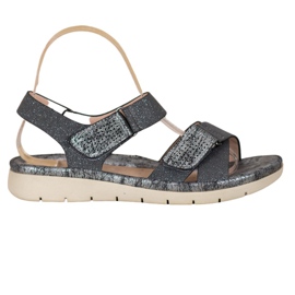 VINCEZA tépőzáras szandál fekete szürke