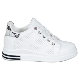 SHELOVET Áttört cipő rejtett ékkel fehér