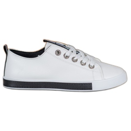 SHELOVET Stílusos cipők Eco bőrrel fehér