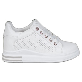 SHELOVET Áttört cipő rejtett ékkel fehér