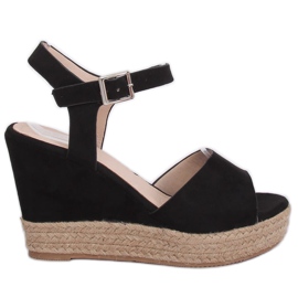 Fekete szandál ék sarkán 9R195 Fekete