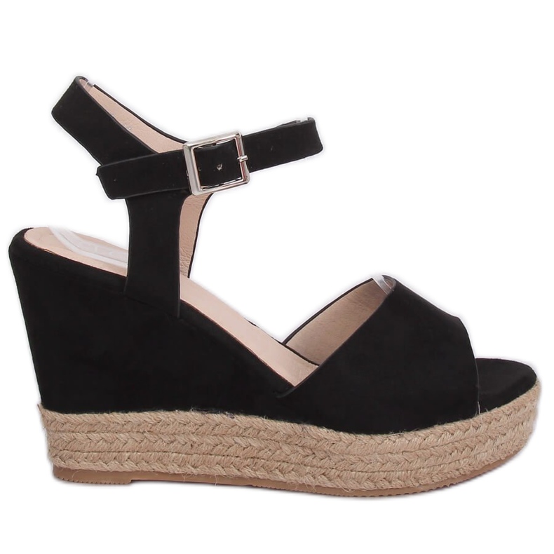 Fekete szandál ék sarkán 9R195 Fekete