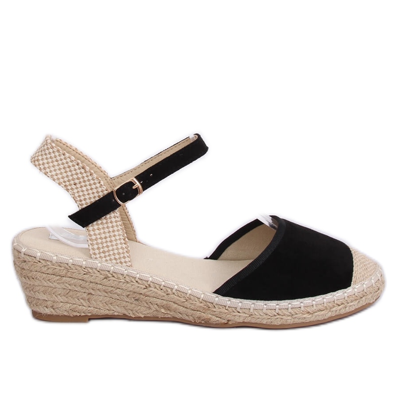 Fekete Espadrilles ékeken LLI-3M85 Fekete barna