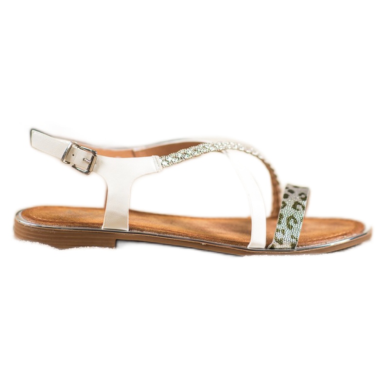 Small Swan Stílusos leopárdmintás szandál fehér