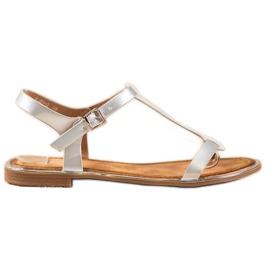 Small Swan Stílusos szandál Eco bőrrel szürke