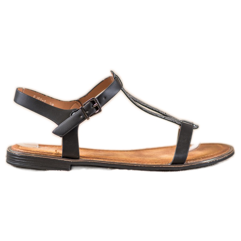 Small Swan Stílusos szandál Eco bőrrel fekete