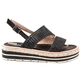 Small Swan Fonott szandál a platformon fekete