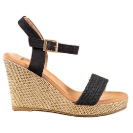 SHELOVET Stílusos ék szandál fekete