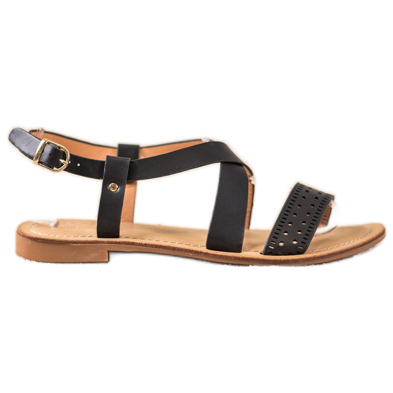 Small Swan Fekete szandál öko bőrrel