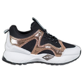 Bona Divat cipők hálóval fekete sárga