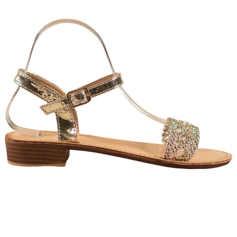 Small Swan Elegáns fonott szandál aranysárga