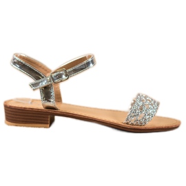 Small Swan Elegáns fonott szandál szürke