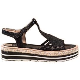 Small Swan Fonott szandál a platformon fekete