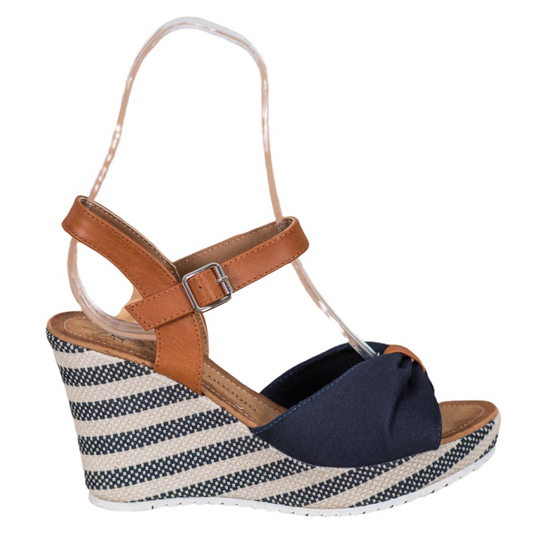 Goodin Navy Blue Sandals On Wedge barna kék