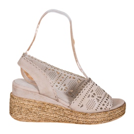 Goodin Áttört ék szandál bézs aranysárga Goodin Áttört ék szandál bézs aranysárga