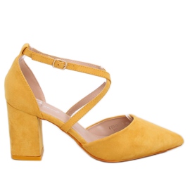 Szivattyú magas sarkú vágott méz LY9153-5 Sárga