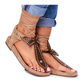 Lu Boo Női barna kötött szandál japán Mara