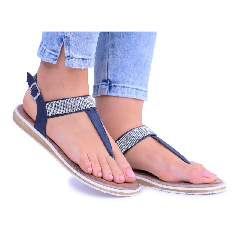 S.Barski Női Vamos sötétkék lapos szandál