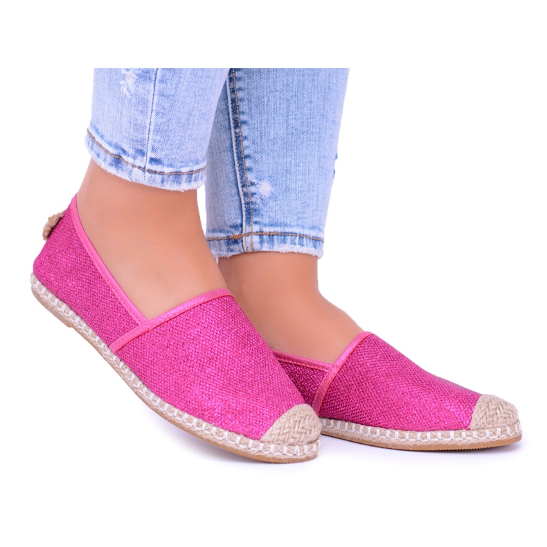 Lu Boo női espadrilles csúszik a Fuchsia Brocade Miravet -en rózsaszín