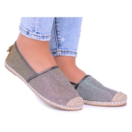 Lu Boo Glitter női espadrilles Slip On Miravet bézs aranysárga