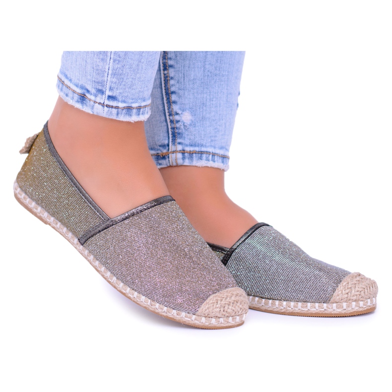 Lu Boo Glitter női espadrilles Slip On Miravet bézs aranysárga