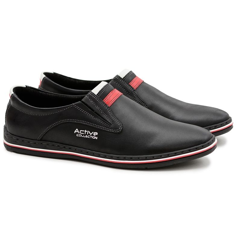 Joker Felcsúsztatható fekete bőr férfi cipő Mellos
