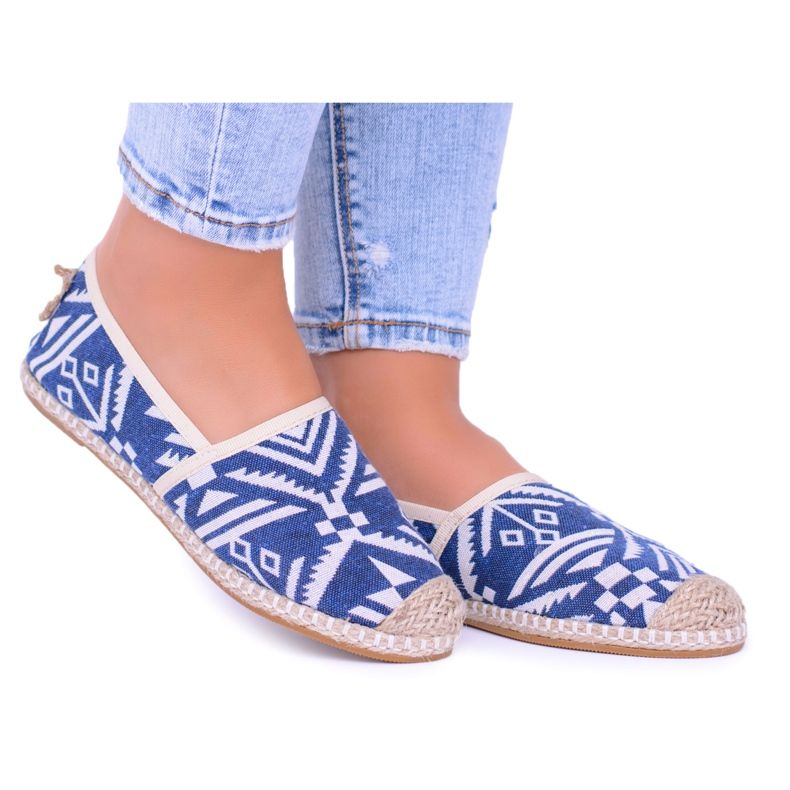 Lu Boo | Női azték Bimbi kék vászon espadrillák