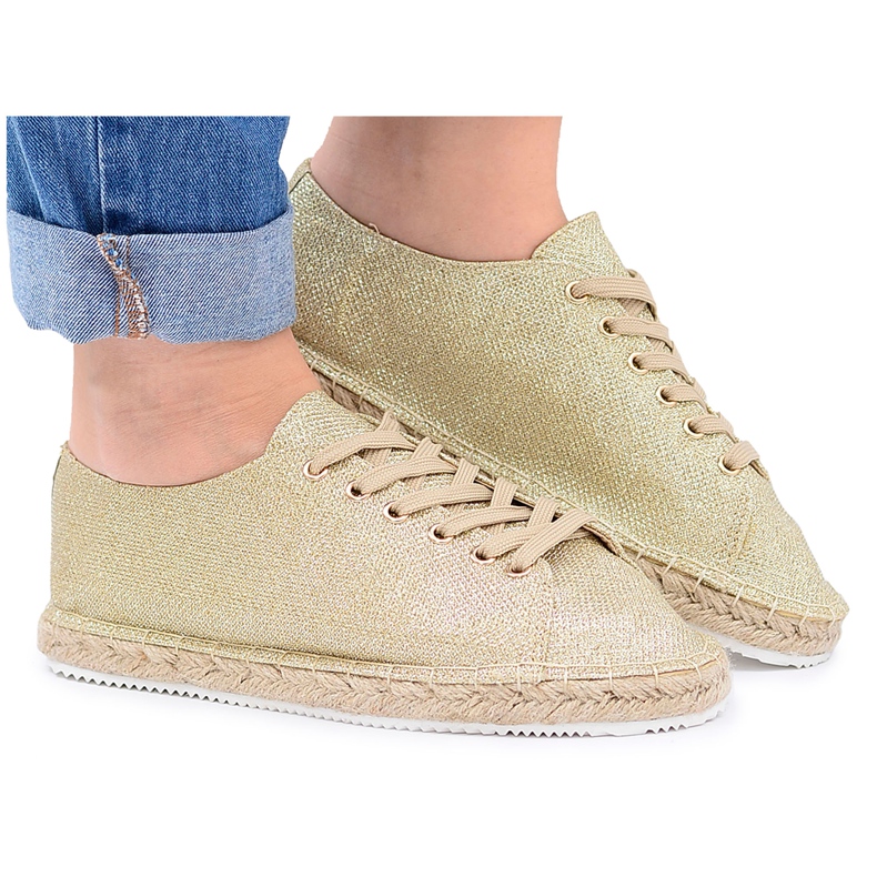Lu Boo | Golden Glitter Fairy Linen Espadrilles aranysárga