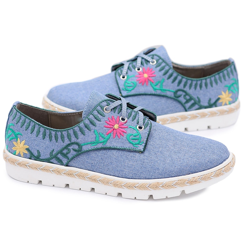 Kylie Crazy | Divatos sportos női cipők Virágok Jeans Prim sötétkék