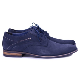 Bednarek Polish Shoes Férfi Brogues Bednarek Elegáns bőr velúr Navy Blue Eligio sötétkék