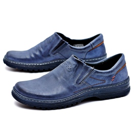 KOMODO Férfi Brogues Navy Blue Bőrcipő Túlméretezett Szerény sötétkék