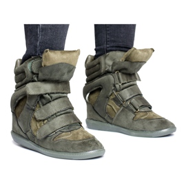 Női Lu Boo cipők tépőzáras velúrral Olive Alexis zöld Női Lu Boo cipők tépőzáras velúrral Olive Alexis zöld