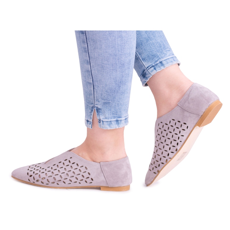 Lu Boo Grey Suede Női Slip-on Synthia cipő szürke