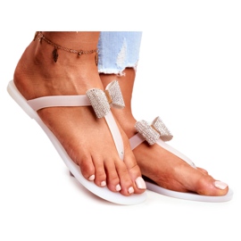 LU BOO Fehér női papucs Meliski íjjal flitterrel Morello LU BOO Fehér női papucs Meliski íjjal flitterrel Morello