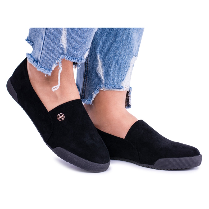 Lu Boo Black Slip-on női cipők Hayden Suede fekete