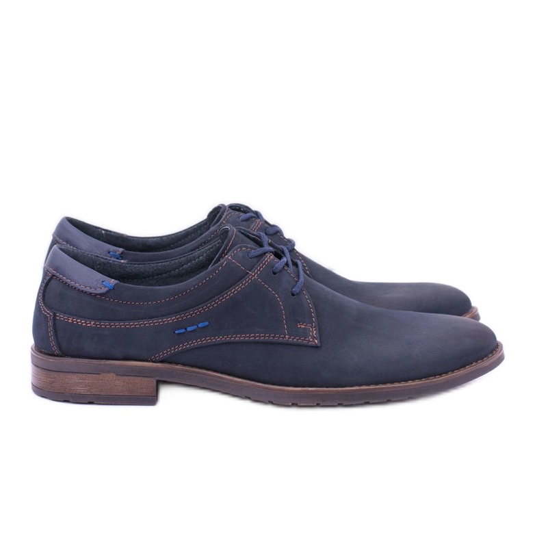 KOMODO Elegáns férfi bőrcipők Santiago Navy Blue sötétkék