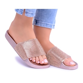 LU BOO Női papucs köbös cirkónium -dioxiddal LadyCristal Rose Gold rózsaszín sárga