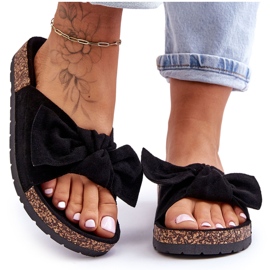 PS1 Női fekete papucs a parafa íj Wendy -n